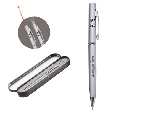 BOLÍGRAFO METÁLICO C/LUZ Y LASER 2108