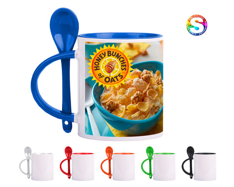 TARRO BICOLOR DE SUBLIMACIÓN C/CUCHARA 11 OZ MIRZA A2376