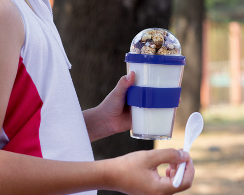 VASO DOBLE PARED DE PLASTICO CON CUCHARA FROYO A2653
