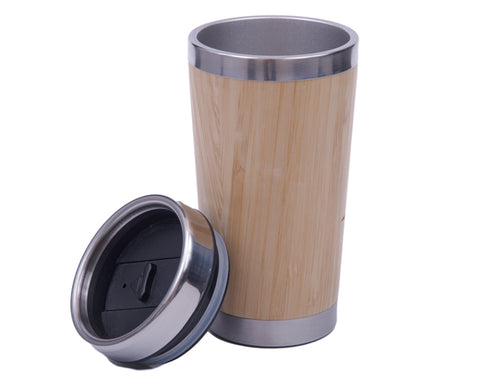 TERMO DE ACERO INOXIDABLE CON BAMBÚ DE 445 ML ALLEN A2704