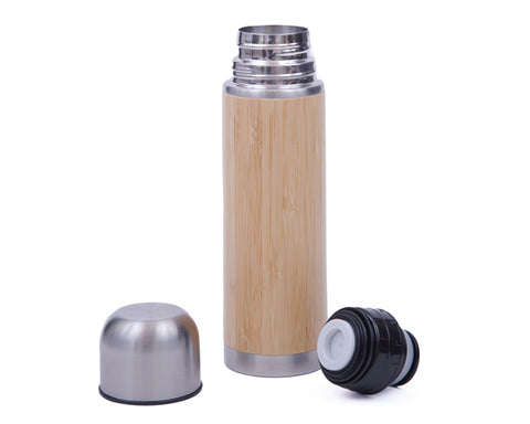 TERMO DE ACERO INOXIDABLE CON BAMBÚ DE 445 ML TATAMI A2732