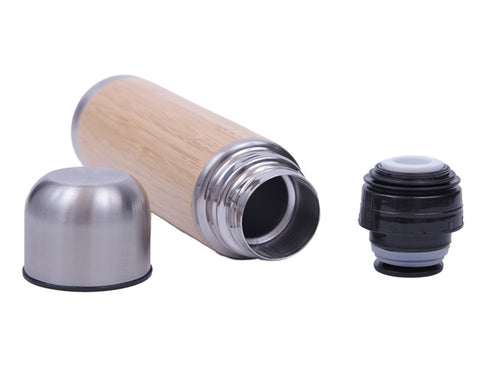 TERMO DE ACERO INOXIDABLE CON BAMBÚ DE 445 ML TATAMI A2732