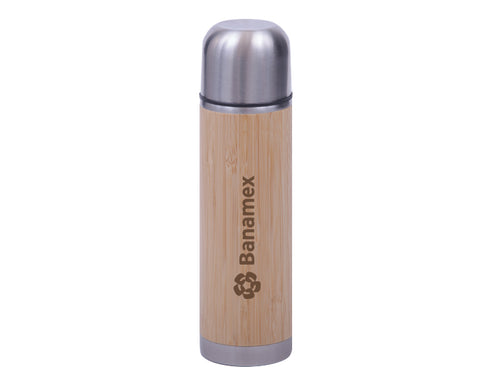 TERMO DE ACERO INOXIDABLE CON BAMBÚ DE 445 ML TATAMI A2732