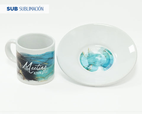 JUEGO DE TAZAS 3 OZ CON PLATO DE SUBLIMACIÓN MEETING A2974