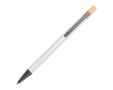 BOLIGRAFO DE ALUMINIO CON BOTON DE BAMBU TEACHER A2989