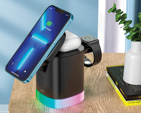 CARGADOR INALÁMBRICO DE CARGA RÁPIDA 3 EN 1 CON LUZ PEKIN A2999