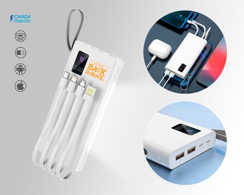 BATERÍA PORTÁTIL 4 EN 1 DE CARGA RÁPIDA CON LUZ CAP 10000 mAh ELIOT A3002