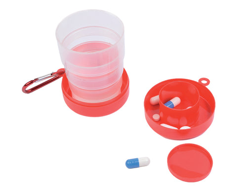 VASO PLEGABLE CON PASTILLERO PILDORA A3106