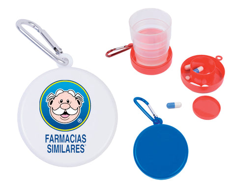 VASO PLEGABLE CON PASTILLERO PILDORA A3106