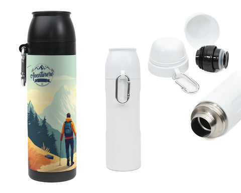 TERMO DE ACERO INOXIDABLE CON GANCHO DE 750ML AVENTURERO A3163