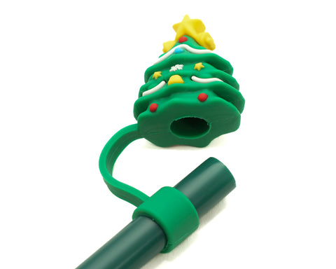 VASO DE PLÁSTICO DE 450 ML CON POPOTE DE ÁRBOL NAVIDEÑO HOLLY A3192