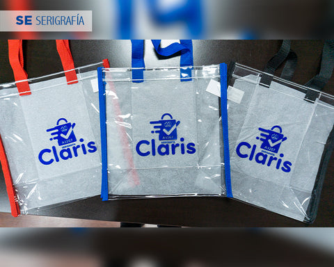BOLSA TRANSPARENTE CON ASAS DE COLOR CLARIS A3207