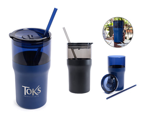 VASO TÉRMICO DE PLÁSTICO / ACERO INOX 650 ML KIQUE A3264