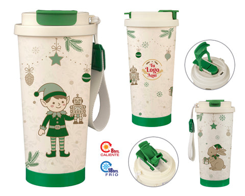 TERMO NAVIDEÑO DE ACERO INOXIDABLE DE 500 ML ELFO A3302