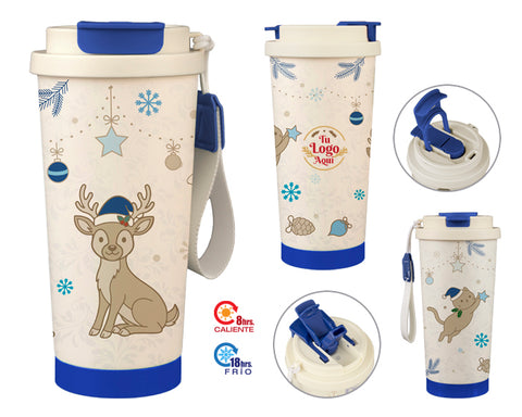 TERMO NAVIDEÑO  DE ACERO INOXIDABLE DE 500 ML COMETA A3303