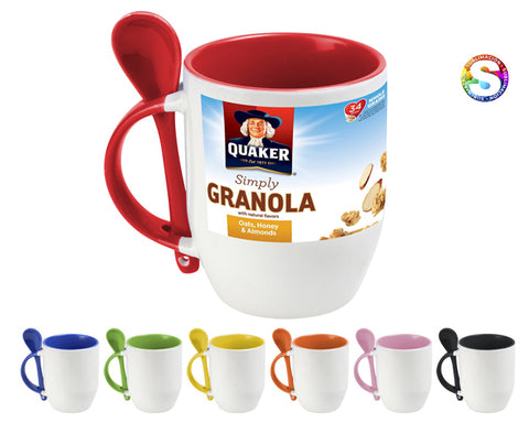 TAZA BICOLOR DE SUBLIMACIÓN CON CUCHARA SUB4716