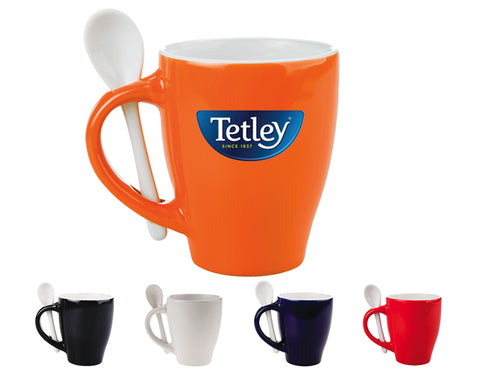 TAZA BICOLOR C/CUCHARA 12 OZ LONDON TAC11
