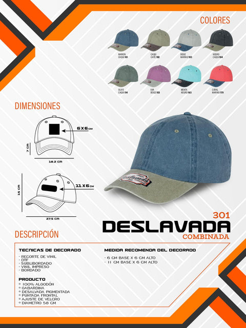 GORRA DESLAVADA COMBINADA D000301