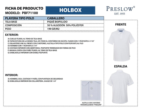POLO BASICA CABALLERO HOLBOX PBF71100
