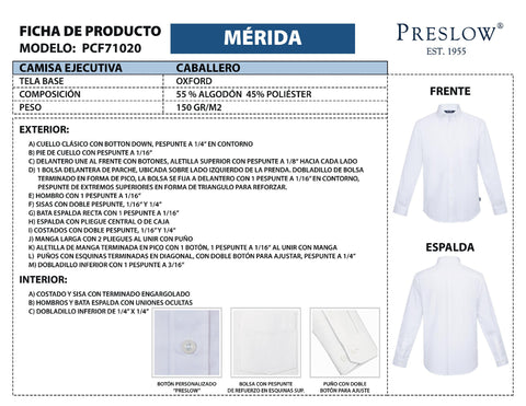 CAMISA CABALLERO MERIDA PCF71020