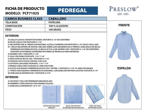 CAMISA CABALLERO PEDREGAL PCF71025
