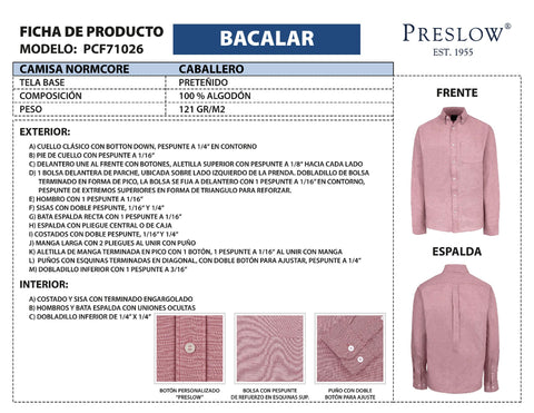CAMISA CABALLERO BACALAR PCF71026
