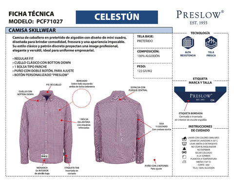 CAMISA CABALLERO CELESTUN PCF71027