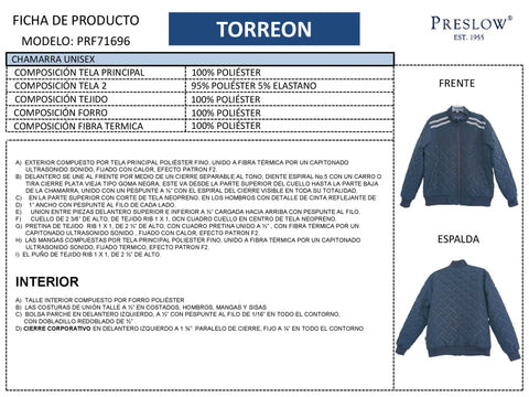 CHAMARRA UNISEX TORREON PRF71696