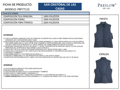 CHALECO DAMAS SAN CRISTOBAL DE LAS CASAS PRF77115