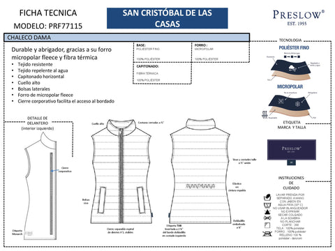 CHALECO DAMAS SAN CRISTOBAL DE LAS CASAS PRF77115