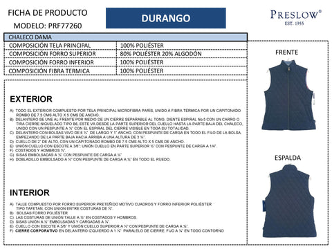 CHALECO DAMAS DURANGO PRF77260